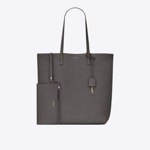 Saint Laurent Shopper Tote Leather Tall in Grey